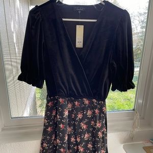 Small Black Puff Sleeve Black Mini Dress